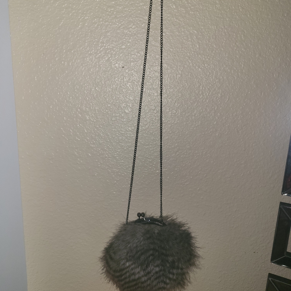 Faux Fur Gray Crossbody Bag